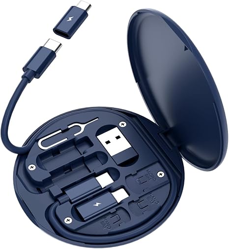 Multi USB Charging Adapter Cable Kit, USB C to iOS Adapter for Travel , Conversion Set A & Type C to Male Micro /Type C/iOS Device, Data Transfer, Card Storage, Tray Eject Pin, Phone Holder